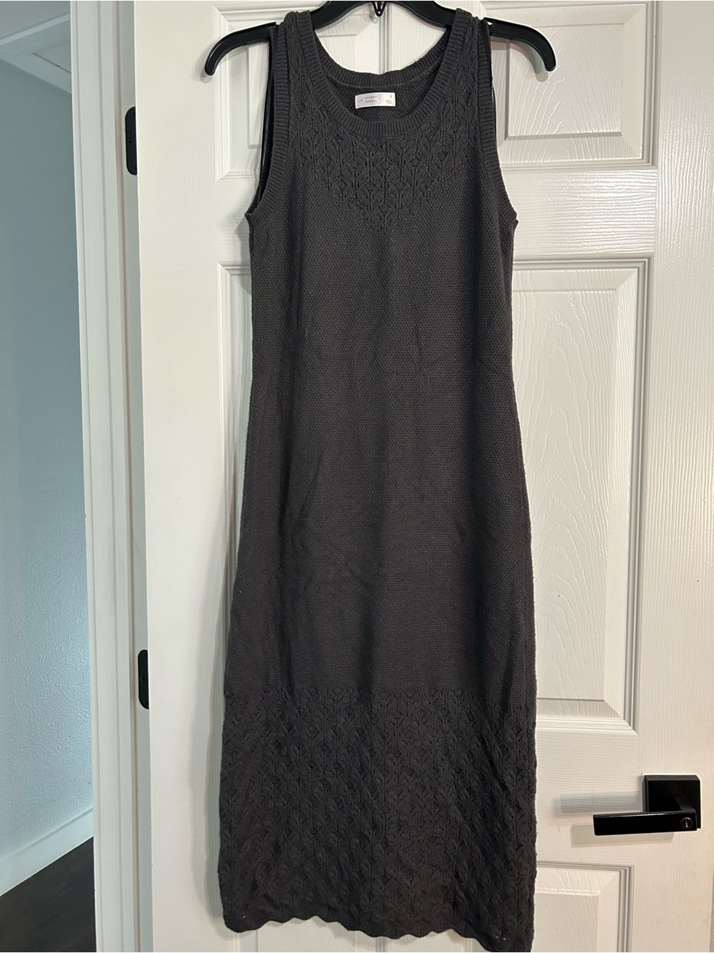 Dark Grey Sleeveless Knit Midi Dress